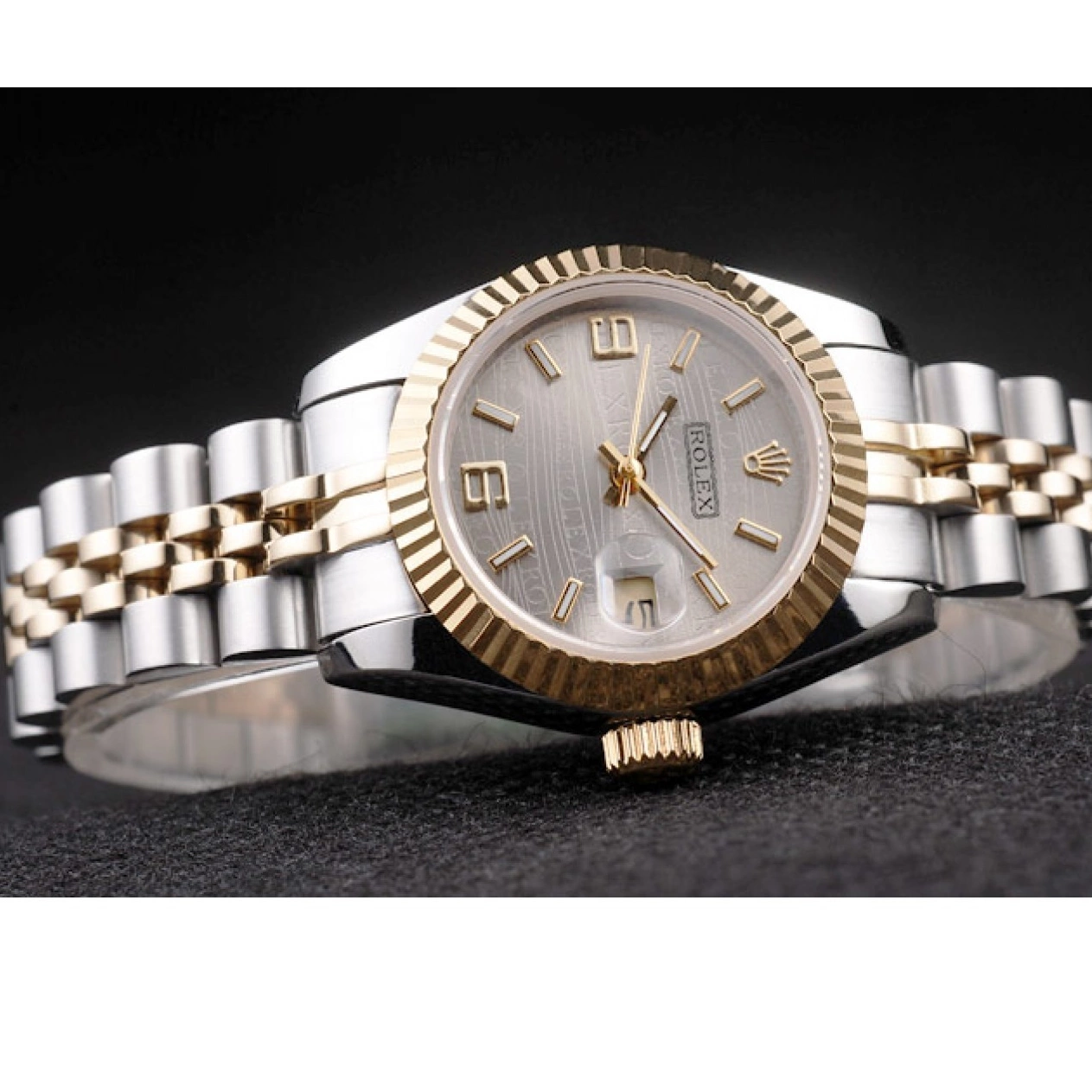 Aaa replica watch Gold Steel Stainless Plated Two Yellow Rolex Datejust Tone 98078 0821